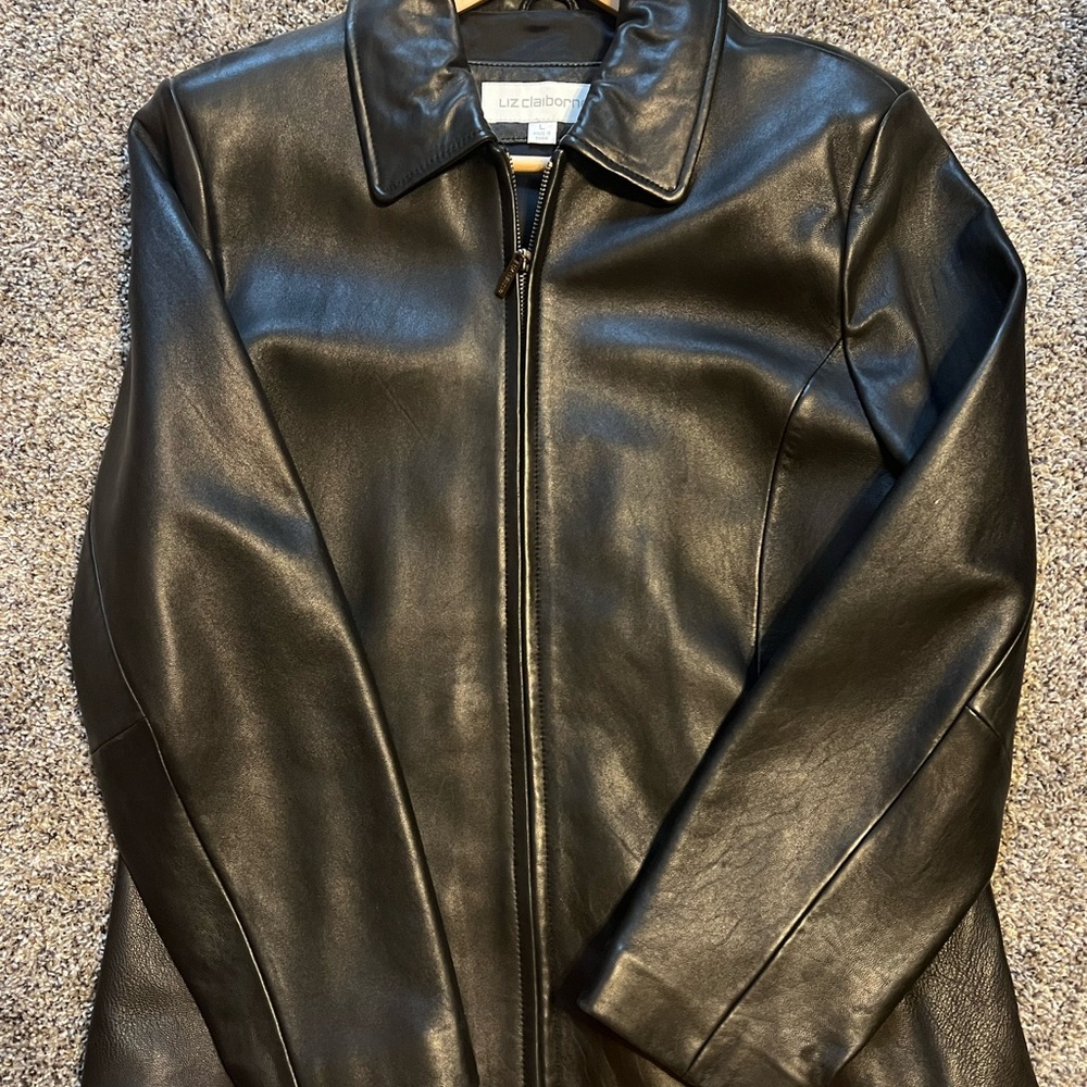 Liz Claiborne Black Leather Outerwear